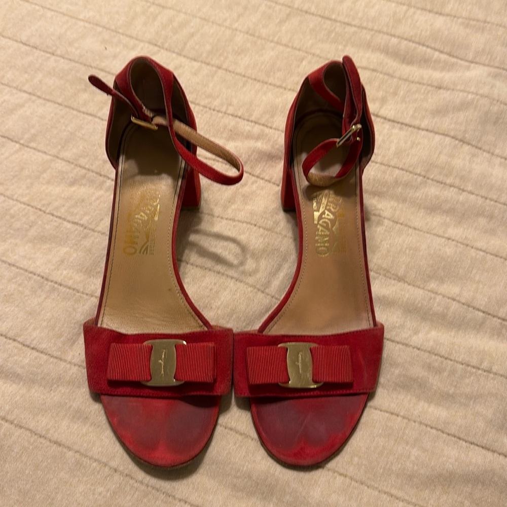 Salvatore Ferragamo Red Sandals with Stiletto Heels